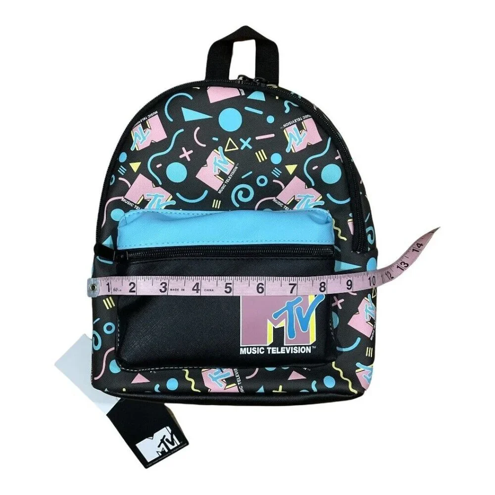 MTV Mini Backpack‎ - Bioworld Faux Leather Black 11.5